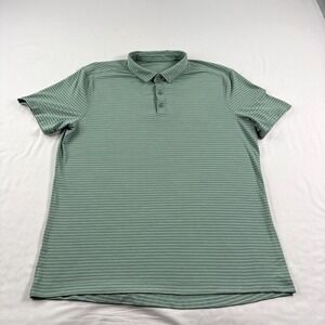 Lululemon Evolution Shirt Mens L Green Polo Stripe Performance Golf Stretch Slim
